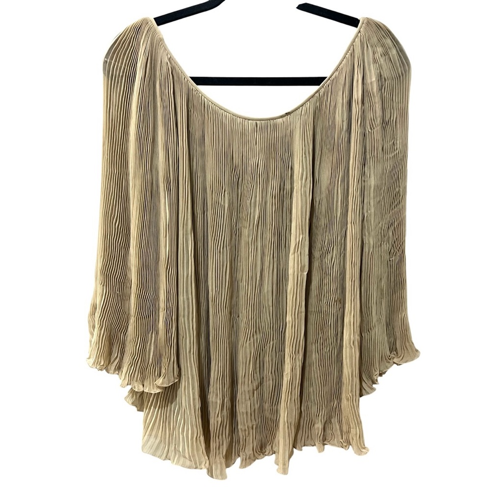 Valentino Boutique Vintage Beige Gold  Pleated Top Blouse Size M - Picture 5 of 10